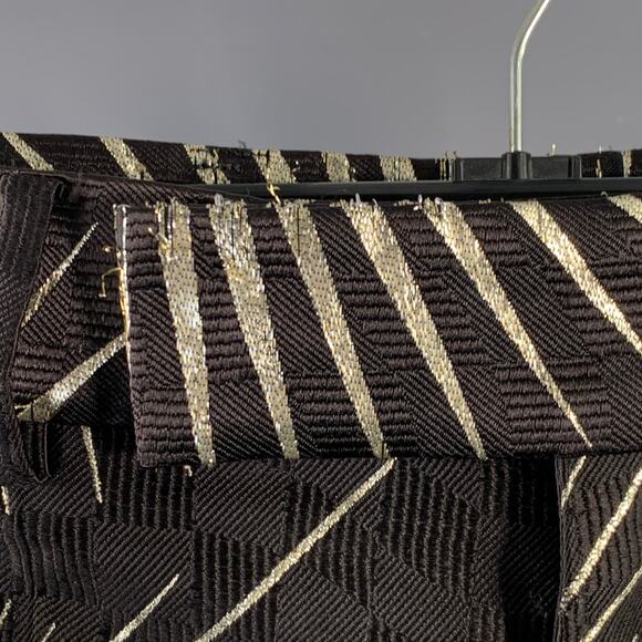 Size 32 Black Gold Jacquard Silk Blend Sunburst Cropped Casual Pants - Picture 3 of 13